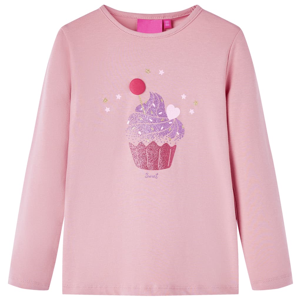 Maglietta per Bambine a Maniche Lunghe Stampa Gelato Rosa Chiaro 116 14056