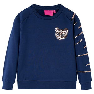 Felpa per Bambini con Paillettes Gatto Blu Marino 128 14097