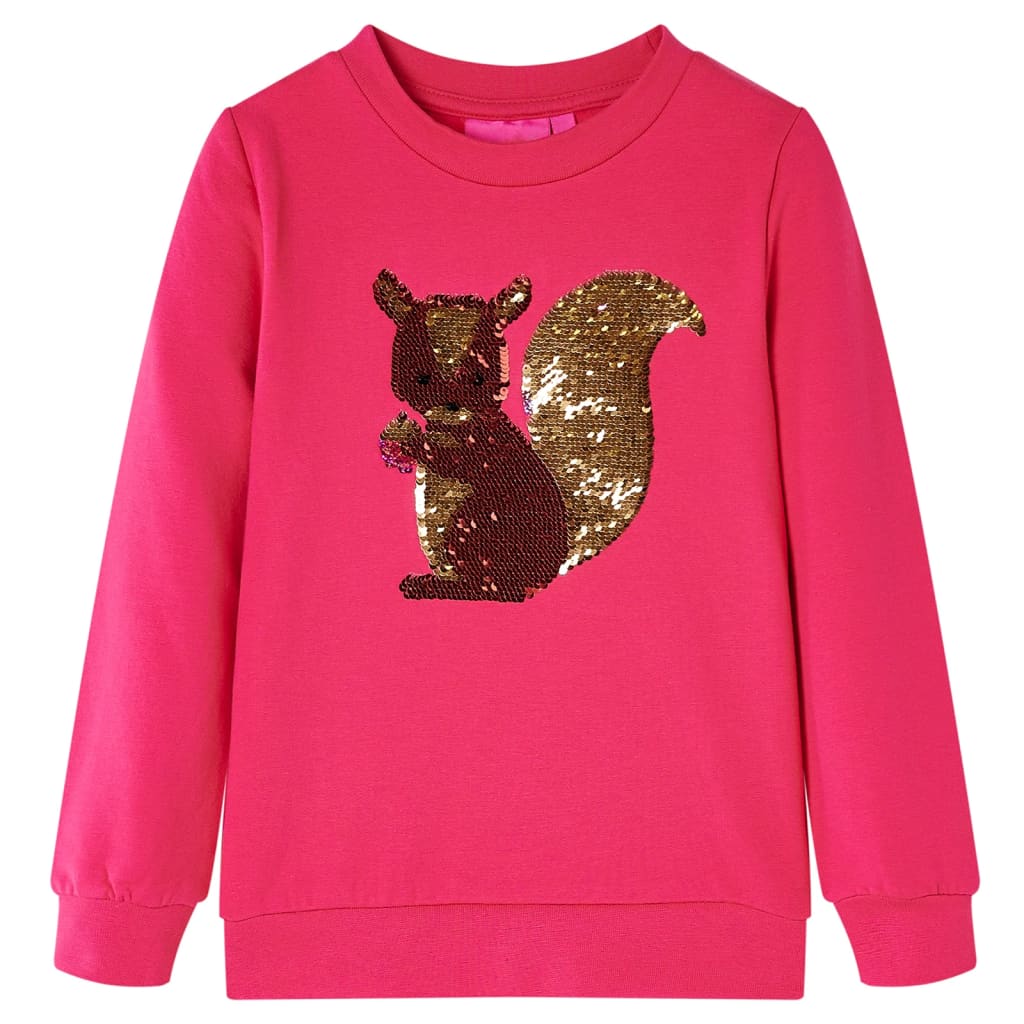 Felpa per Bambine Scoiattolo con Paillettes Fucsia 128 14177