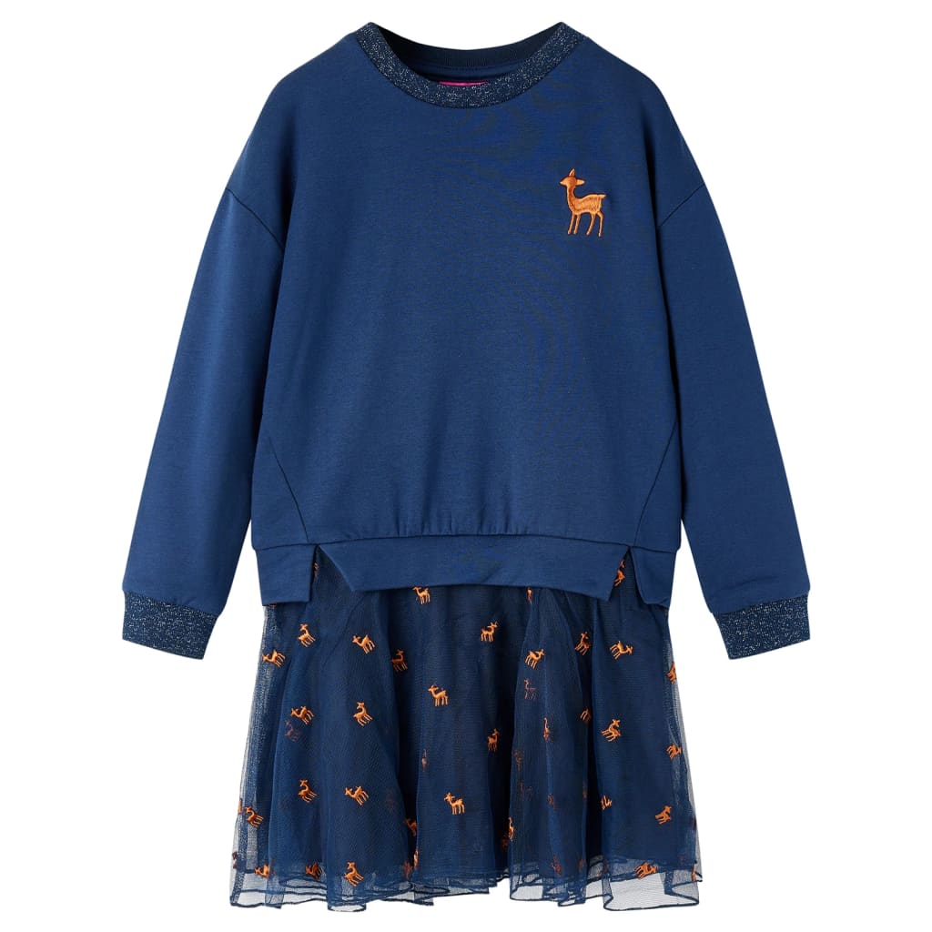 Abito da Bambina a Maniche Lunghe Blu Marino 92cod mxl 132292