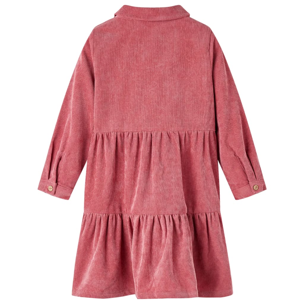 Abito da Bambina con Maniche Lunghe in Velluto a Coste Rosa Antico 92cod mxl 84174