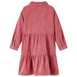 Abito da Bambina con Maniche Lunghe in Velluto a Coste Rosa Antico 92cod mxl 84174