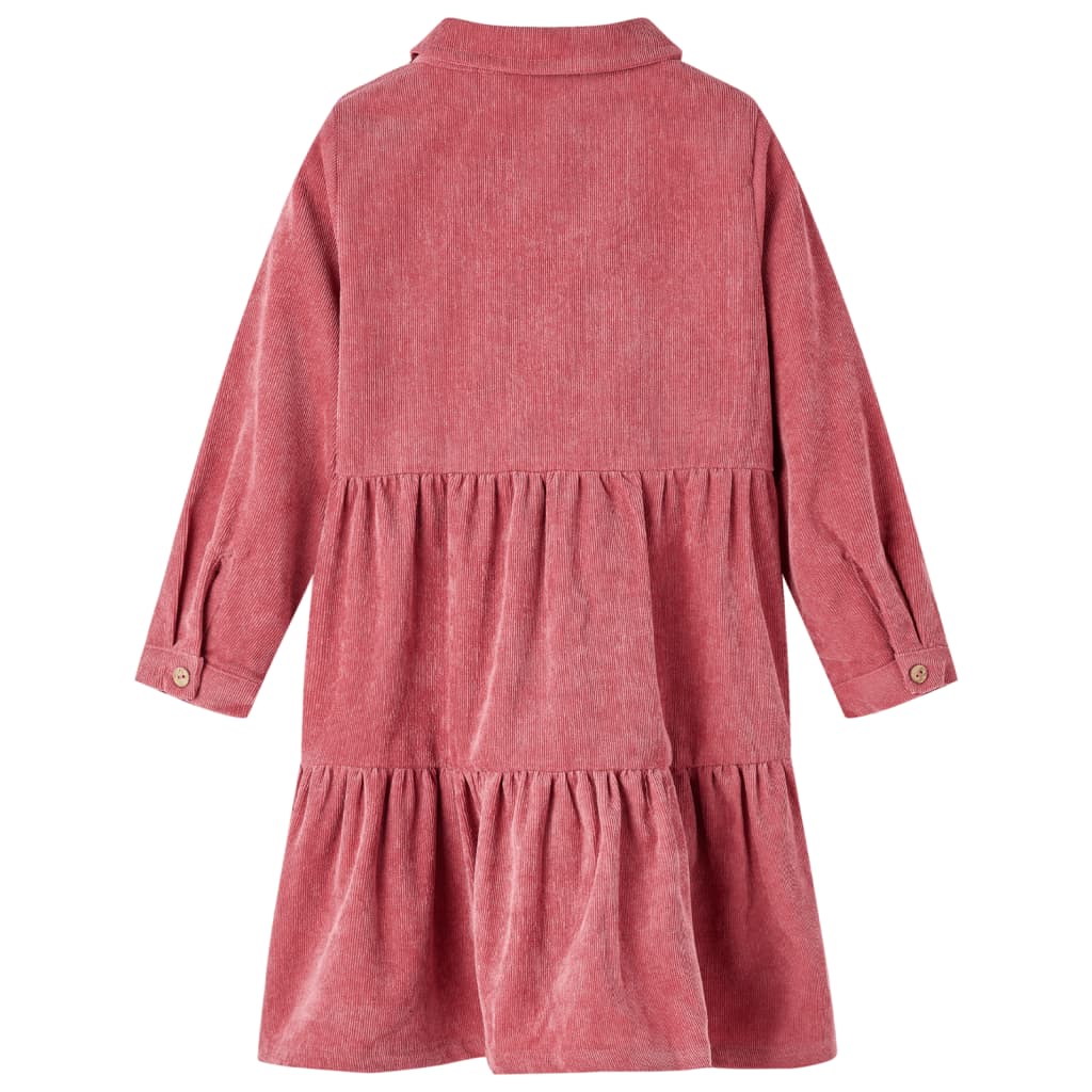 Abito da Bambina con Maniche Lunghe in Velluto a Coste Rosa Antico 104cod mxl 108162