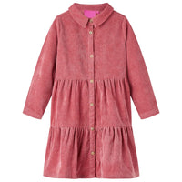 Abito da Bambina con Maniche Lunghe in Velluto a Coste Rosa Antico 128cod mxl 108163