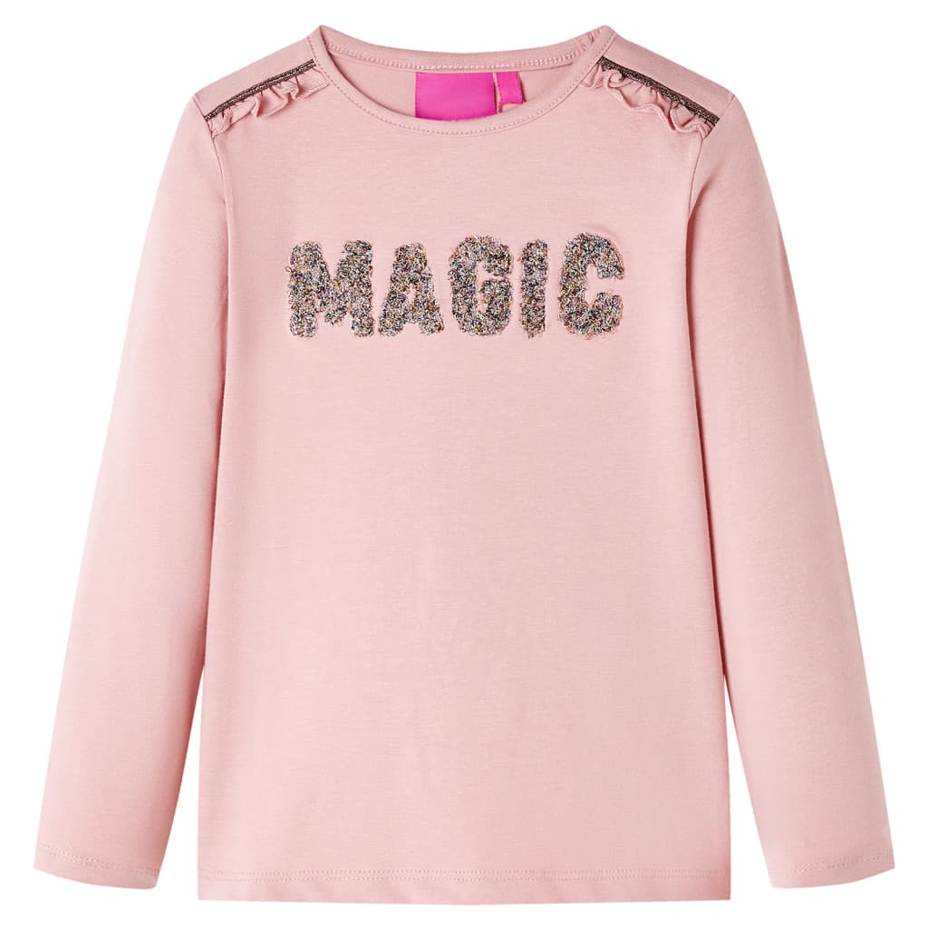 Maglietta Bambini a Maniche Lunghe Scritta Brillantini Rosa Chiaro 104 14270