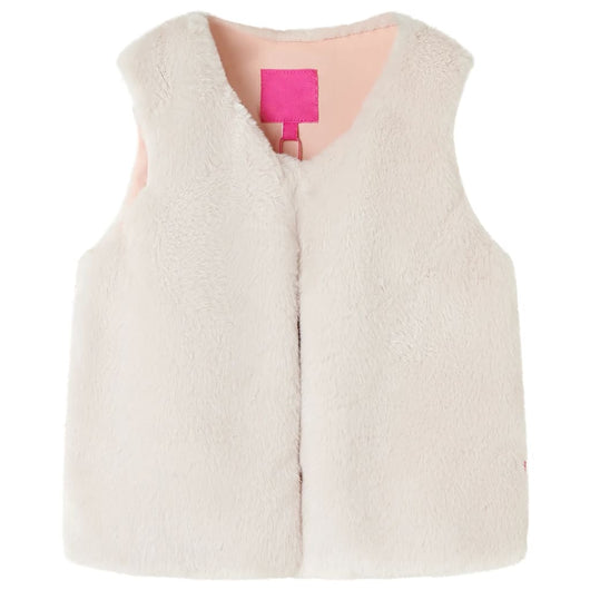 Gilet da Bambina in Pelliccia Sintetica Beige 116cod mxl 117295