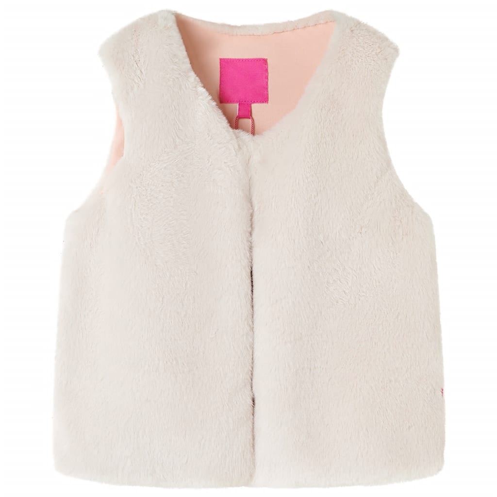 Gilet da Bambina in Pelliccia Sintetica Beige 128 14277