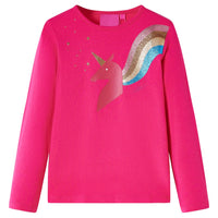 Maglietta da Bambina a Maniche Lunghe con Design Unicorno Fucsia 92 14294