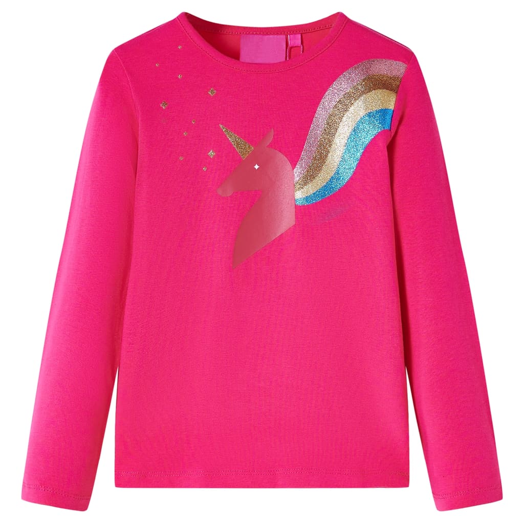 Maglietta da Bambina a Maniche Lunghe con Design Unicorno Fucsia 104 14295