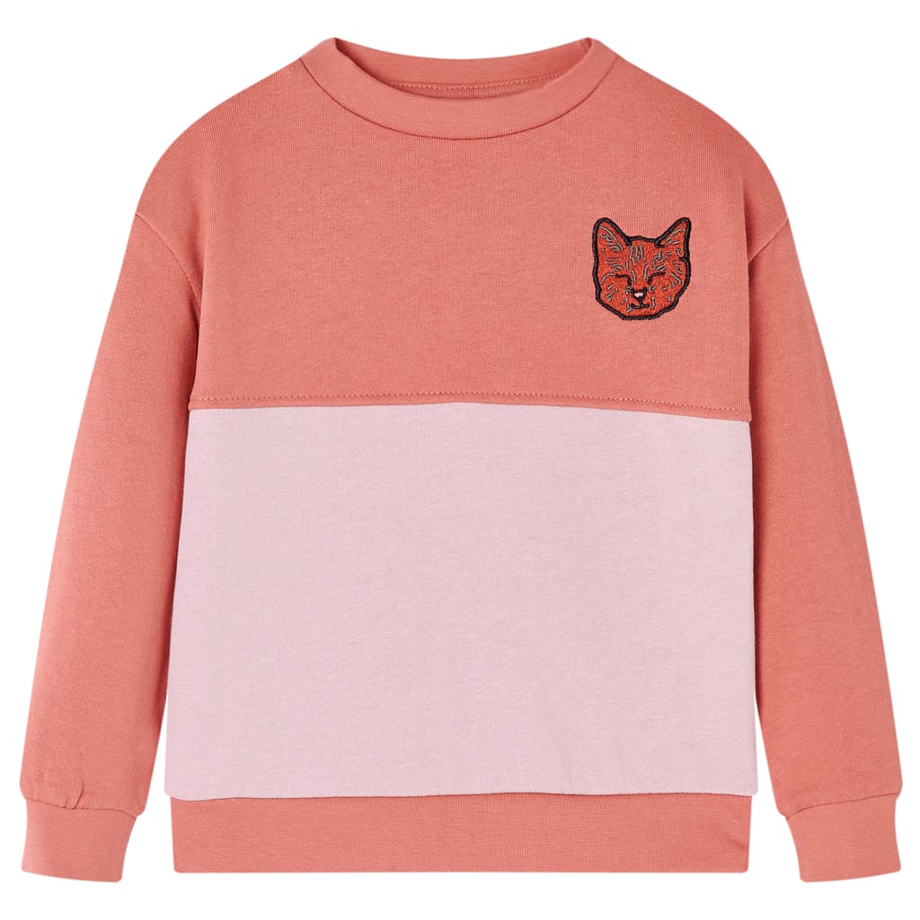 Felpa da Bambina Color Block Design Gatto Rosa 116 14386