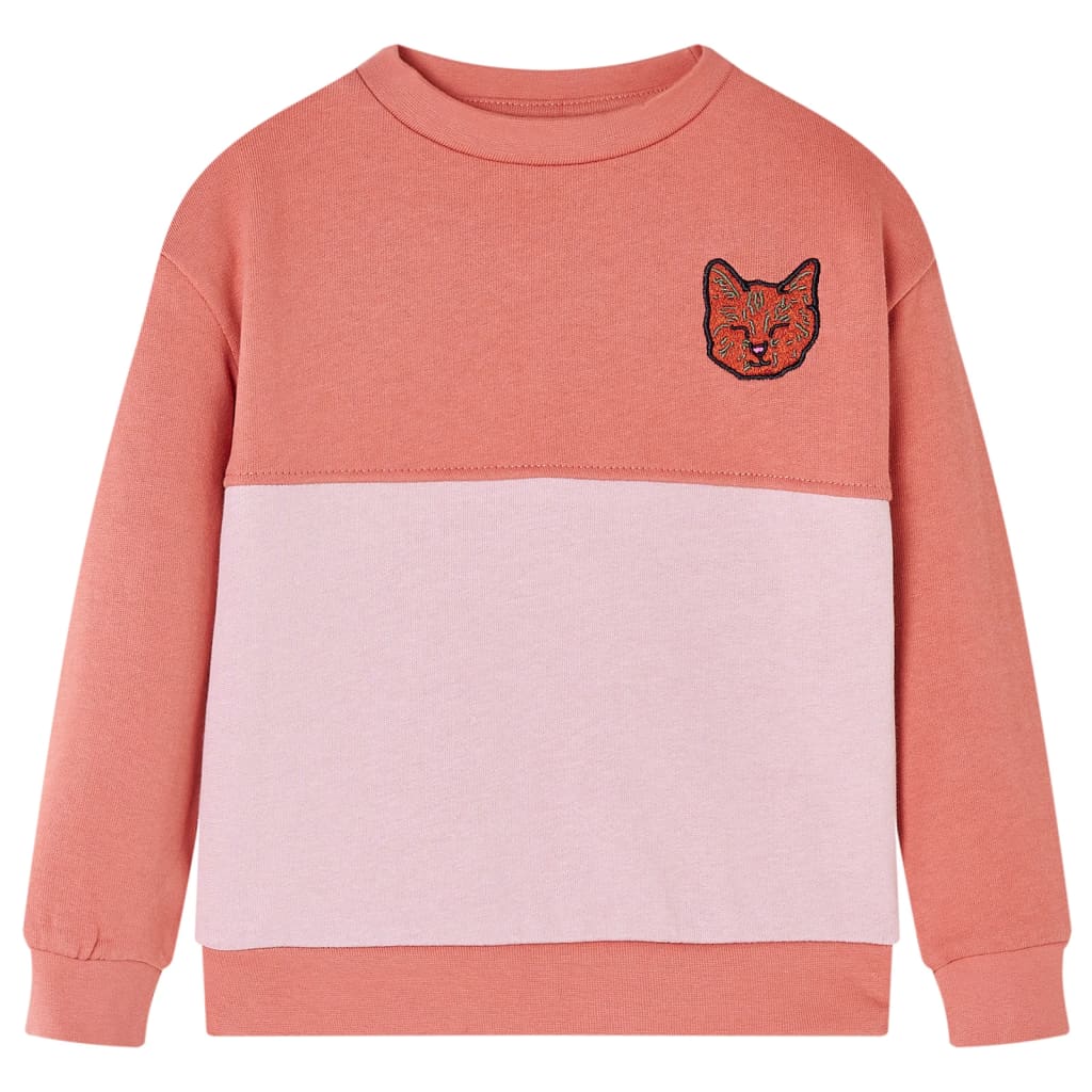 Felpa da Bambina Color Block Design Gatto Rosa 128 14387