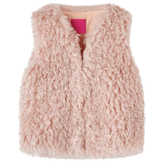 Gilet da Bambina in Pelliccia Sintetica Rosa Chiaro 104 14395