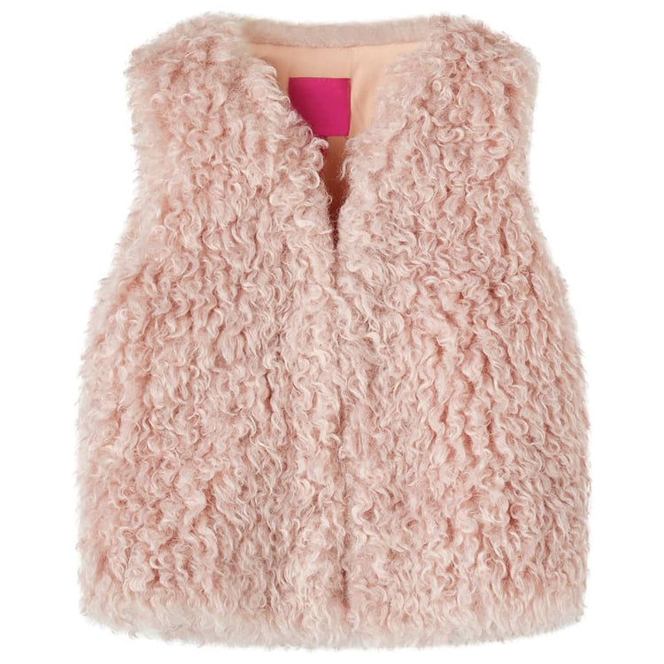 Gilet da Bambina in Pelliccia Sintetica Rosa Chiaro 128 14397