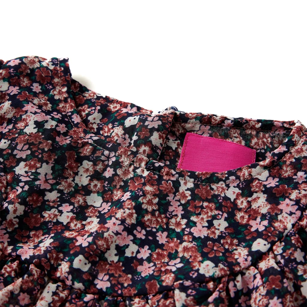 Camicia da Bambina a Maniche Lunghe con Stampa Floreale Rosa Scuro 92 14404