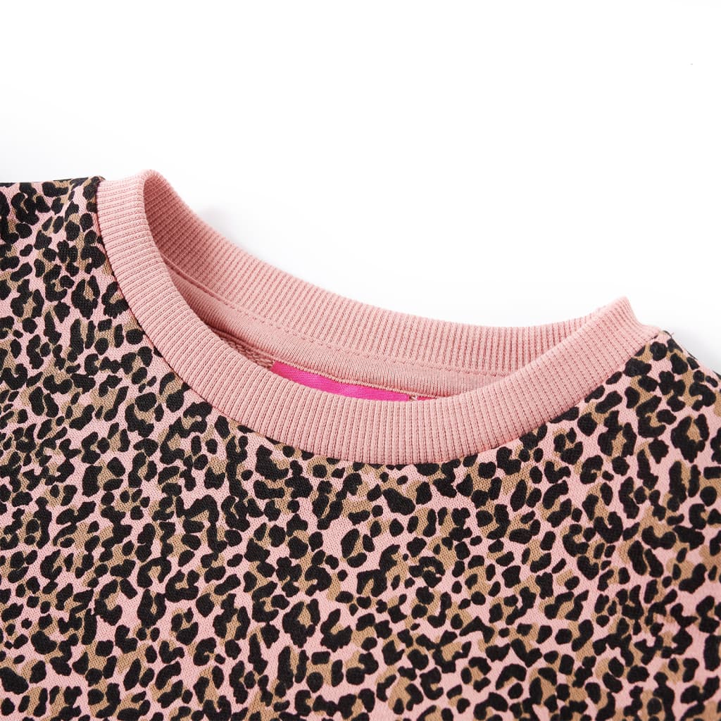 Abito in Felpa da Bambina con Stampa Leopardata Rosa Medio 92 14429