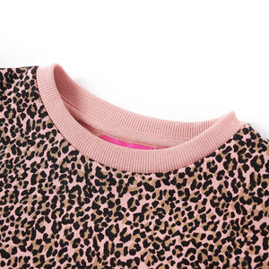 Abito in Felpa da Bambina con Stampa Leopardata Rosa Medio 92 14429