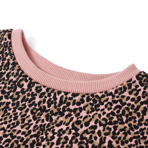 Felpa da Bambina con Stampa Leopardata Rosa Medio 92 14434