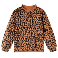 Felpa da Bambina con Stampa Leopardata Cognac Chiaro 128 14472