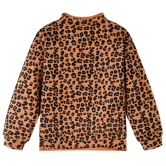 Felpa da Bambina con Stampa Leopardata Cognac Chiaro 128 14472