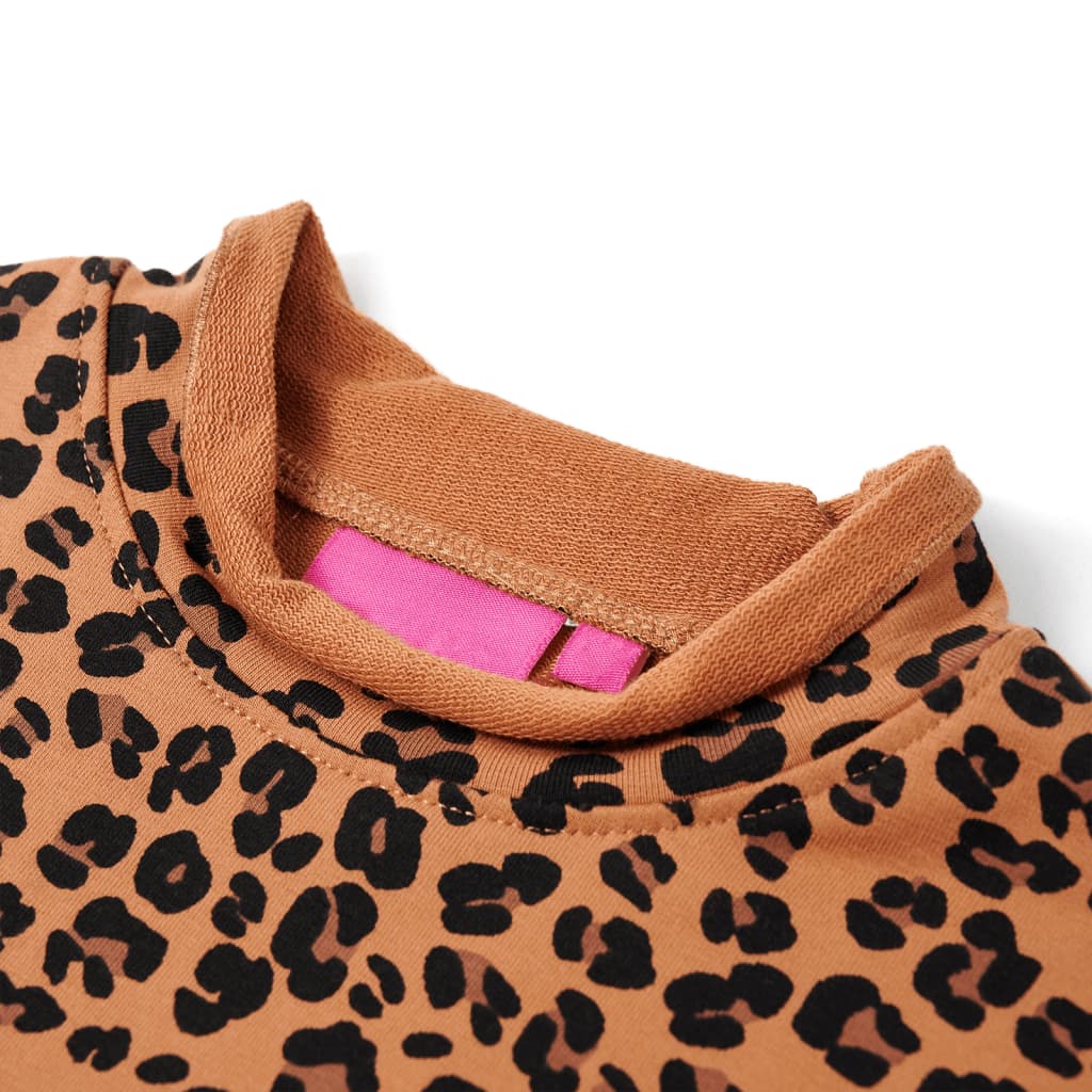 Felpa da Bambina con Stampa Leopardata Cognac Chiaro 128 14472