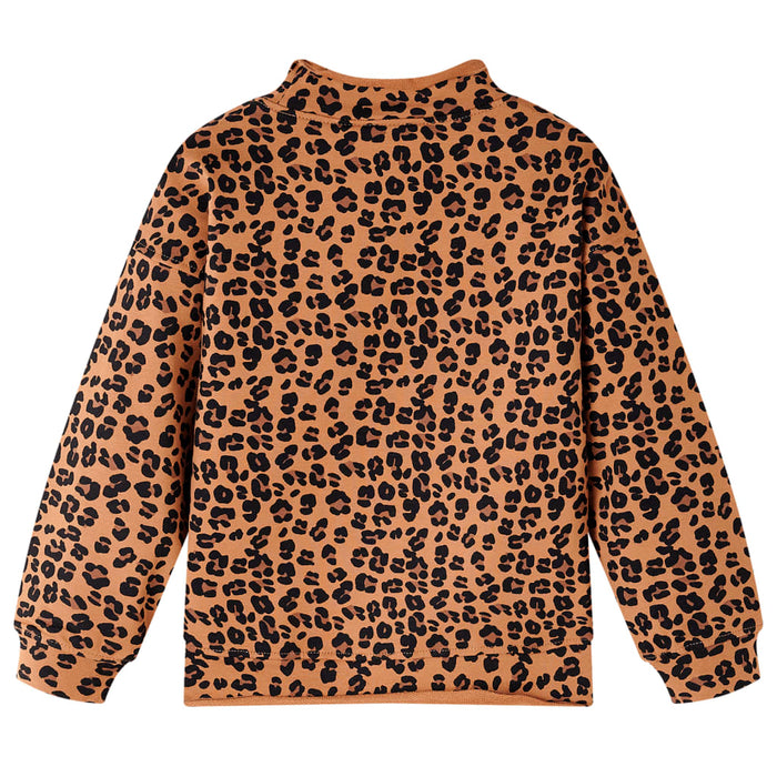 Felpa da Bambina con Stampa Leopardata Cognac Chiaro 140 14473