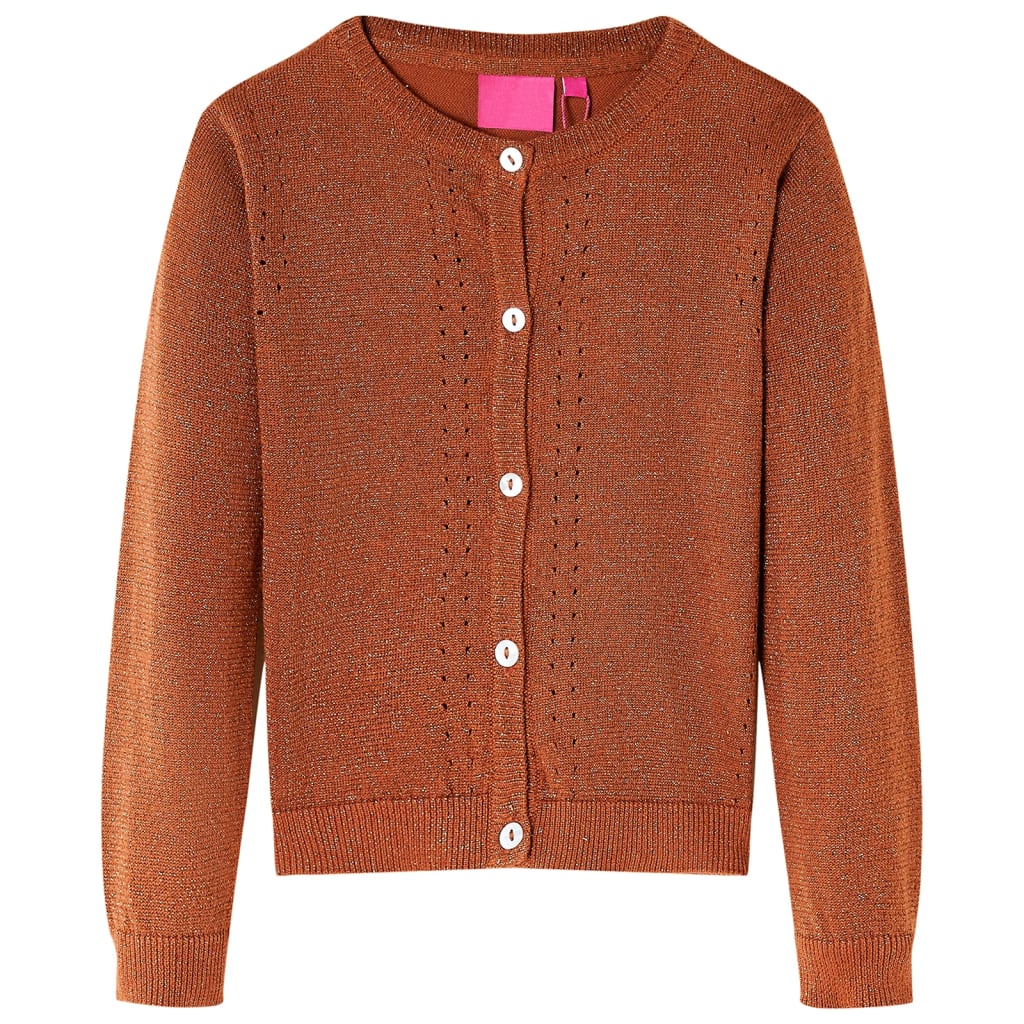 Cardigan da Bambina Lavorato a Mano Cognac 92 14514