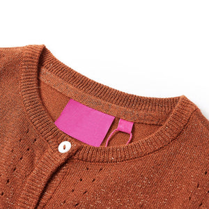 Cardigan da Bambina Lavorato a Mano Cognac 104 14515