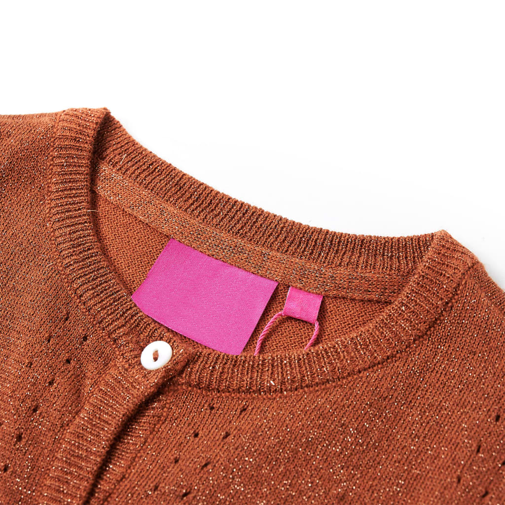 Cardigan da Bambina Lavorato a Mano Cognac 116 14516