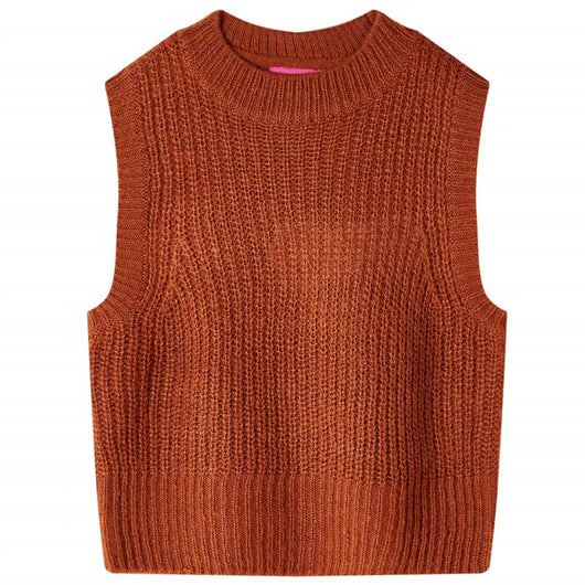 Gilet per Bambini Lavorato a Maglia Cognac 140 14543