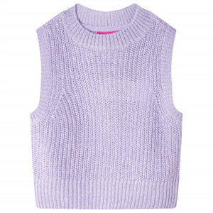 Gilet da Bambina Lavorato a Maglia Lilla Chiaro 116 14546