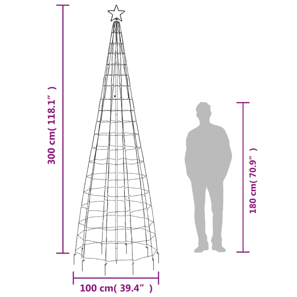 Luce Albero di Natale con Picchetti 570LED Bianco Freddo 300cm 358105