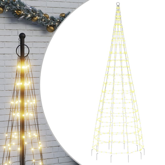 Albero di Natale a LED su Pennone 550 LED Bianco Caldo 300 cm 358112