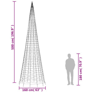 Albero di Natale a LED su Pennone 1534 LED Colorato 500 cm 358118