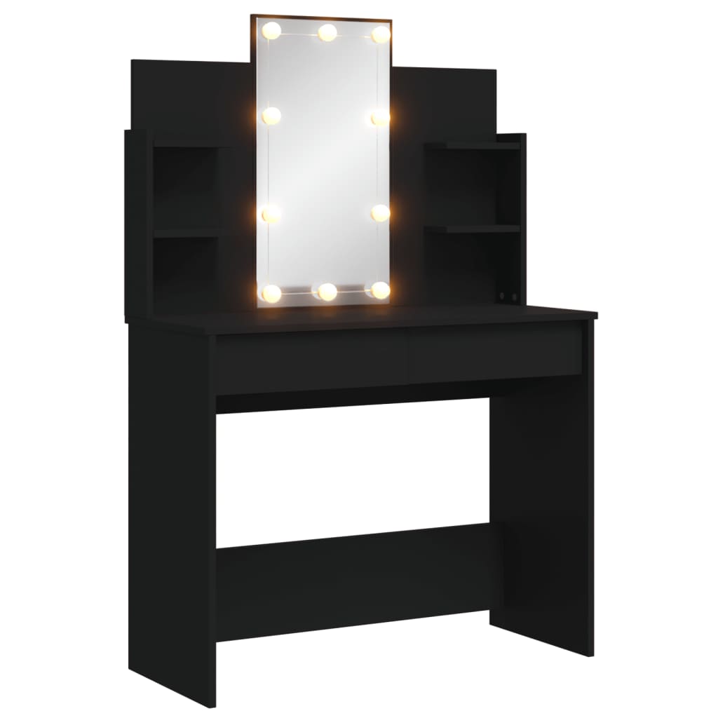 Toeletta con Luci LED Nera 96x40x142 cm 837893