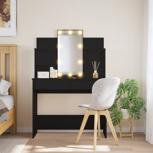 Toeletta con Luci LED Nera 96x40x142 cm 837893