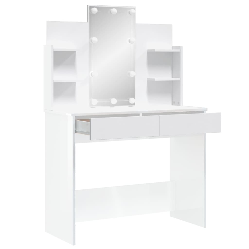 Toeletta con Luci LED Bianco Lucido 96x40x142 cm 837896