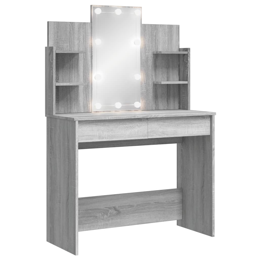 Toeletta con Luci LED Grigio Sonoma 96x40x142 cm 837898