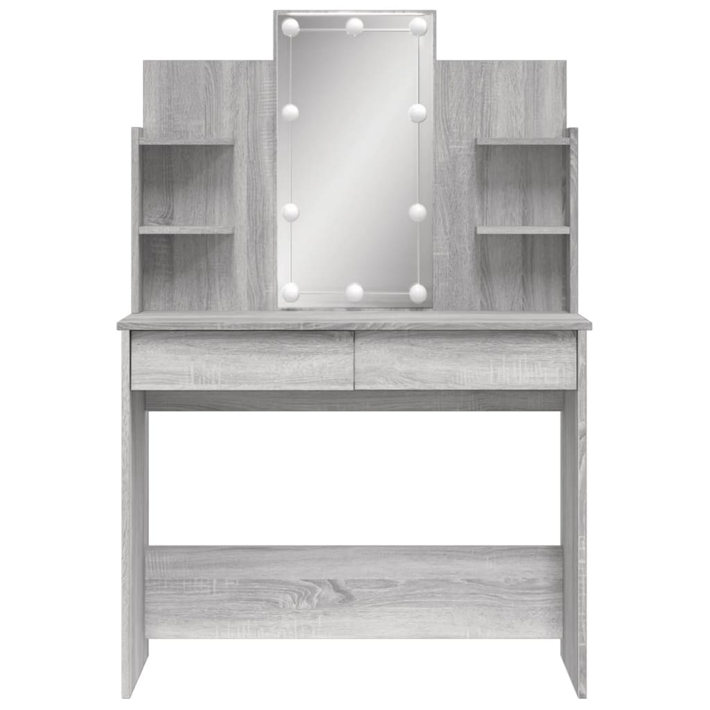 Toeletta con Luci LED Grigio Sonoma 96x40x142 cm 837898