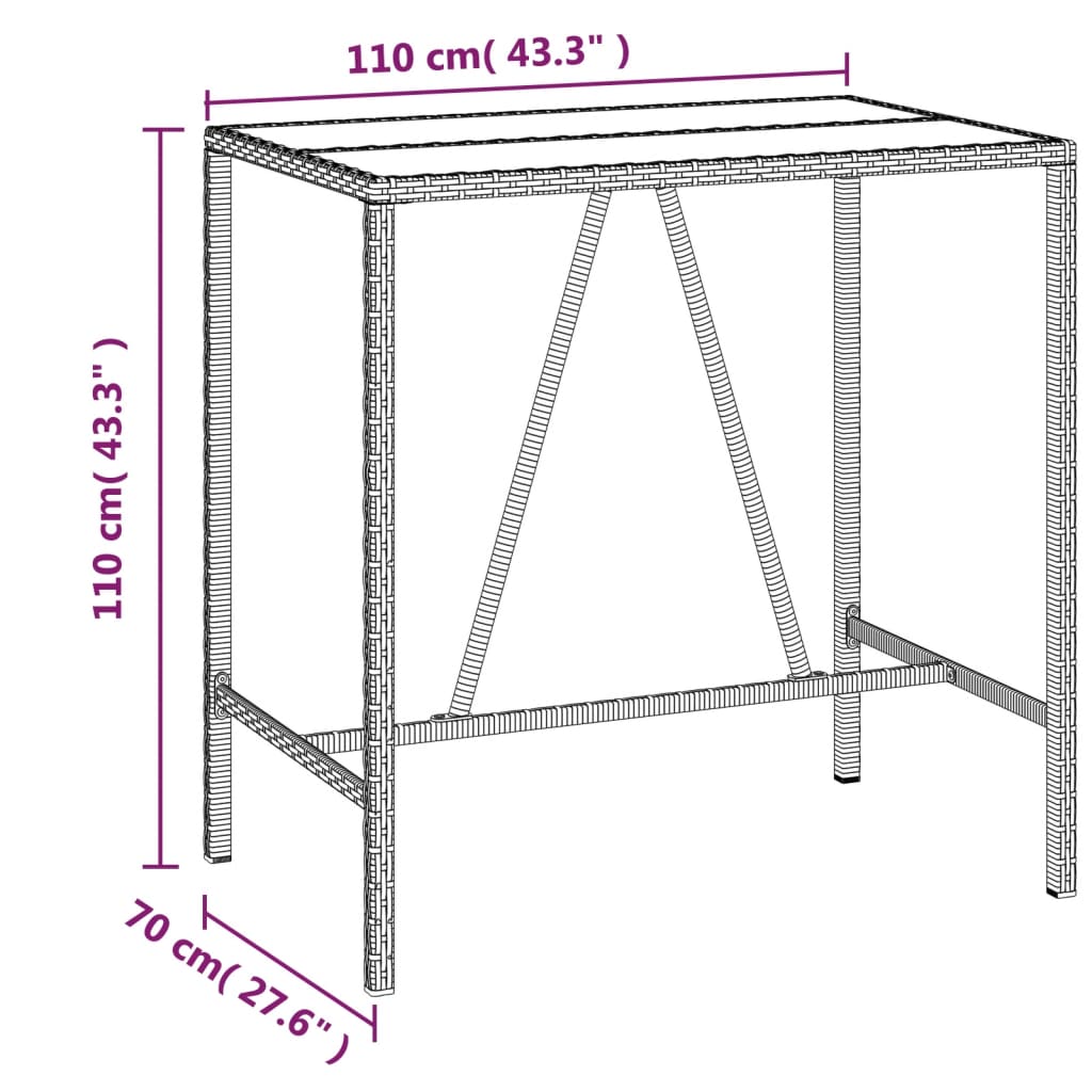 Set Bar da Giardino 5 pz con Cuscini in Polyrattan Marrone 3200655