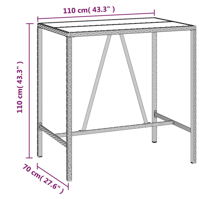 Set Bar da Giardino 7 pz con Cuscini in Polyrattan Nero 3200658