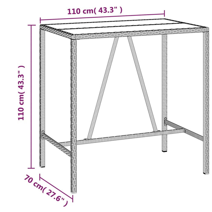 Set Bar da Giardino 7 pz con Cuscini in Polyrattan Grigio 3200660