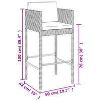 Set Bar da Giardino 7 pz con Cuscini in Polyrattan Grigio 3200665