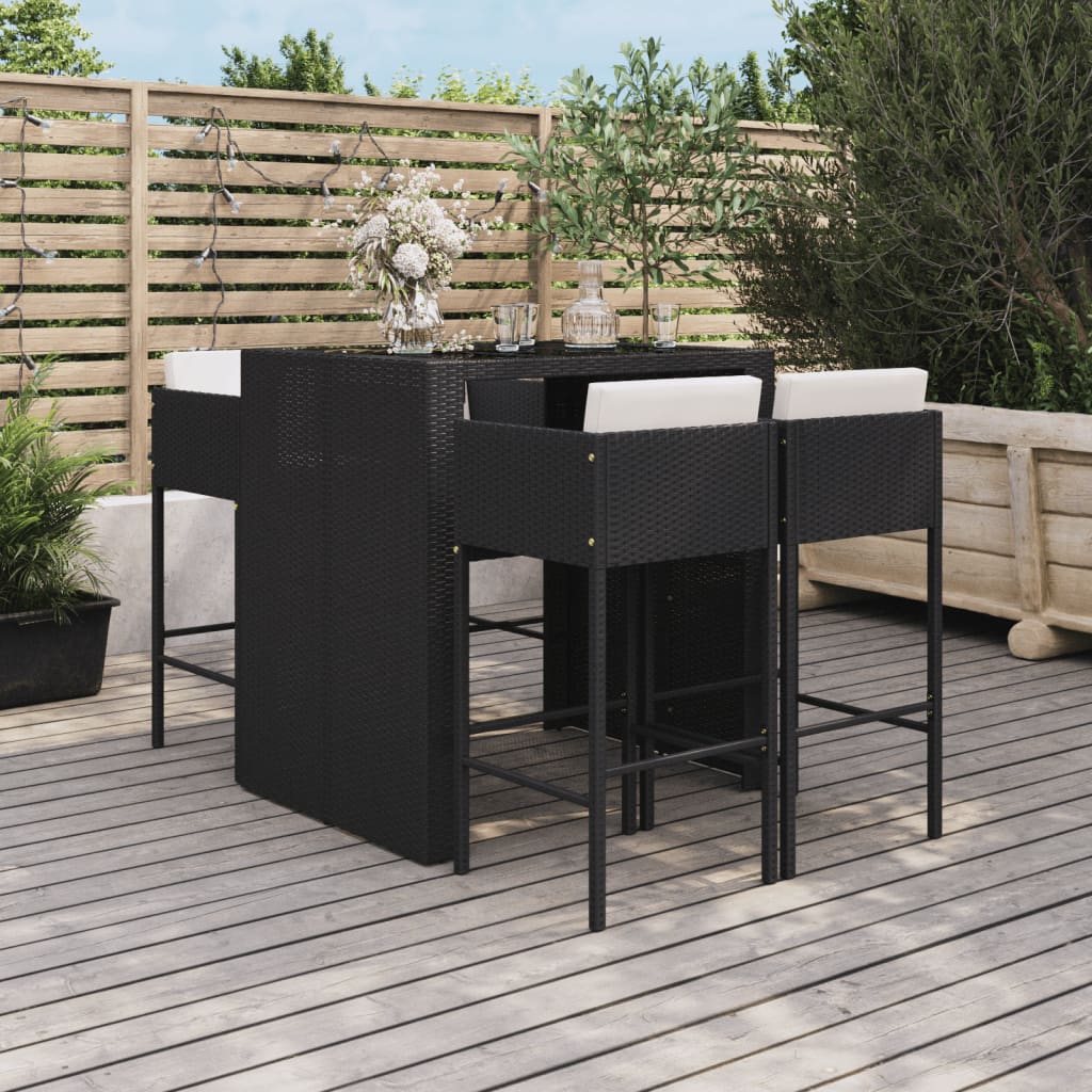 Set Bar da Giardino 5 pz con Cuscini in Polyrattan Nerocod mxl 101048