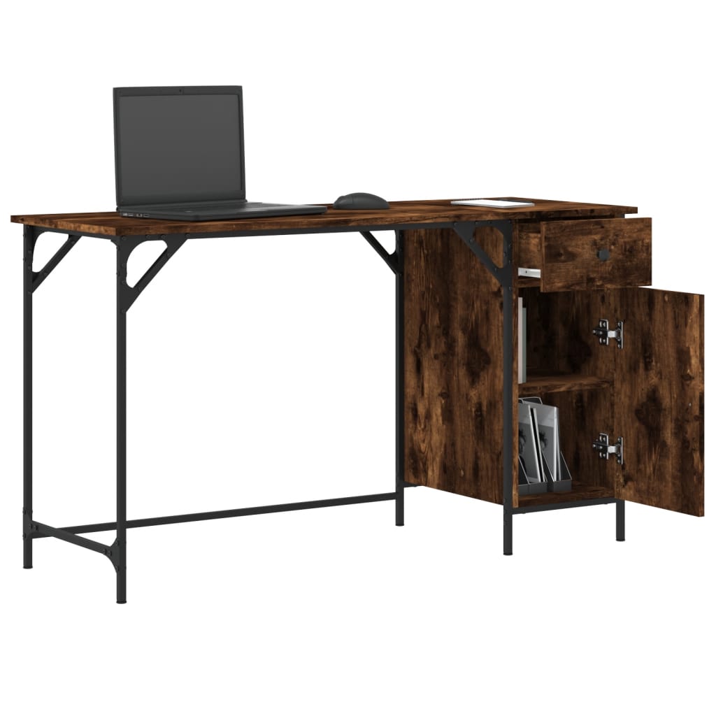 Scrivania Computer Rovere Fumo 131x48x75 cm Legno Multistrato 836220