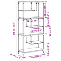 Libreria Rovere Fumo 81x36x176 cm in Legno Multistrato 836225