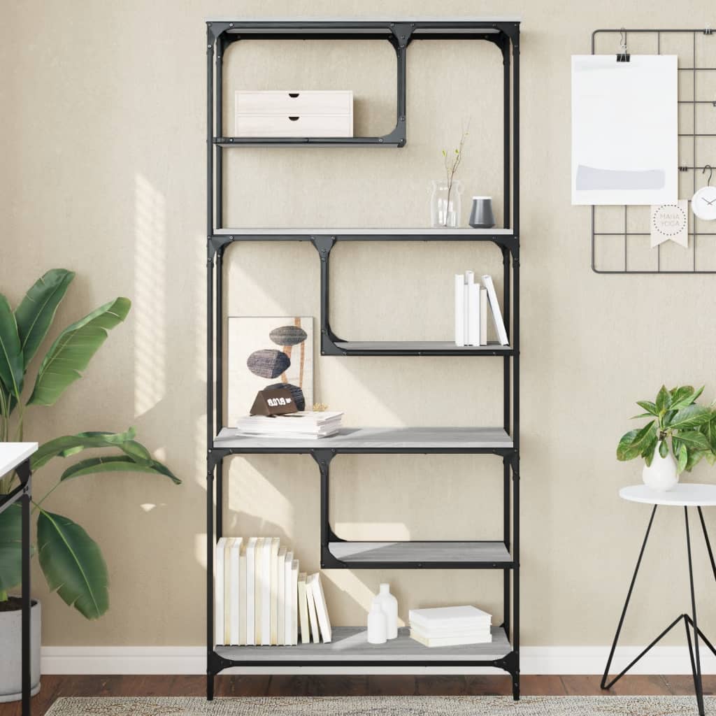 Libreria Grigio Sonoma 81x36x176 cm in Legno Multistrato 836226