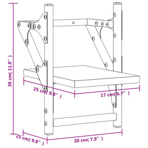 Mensole da Parete con Aste 2 pz Nere 20x25x30 cm 836228