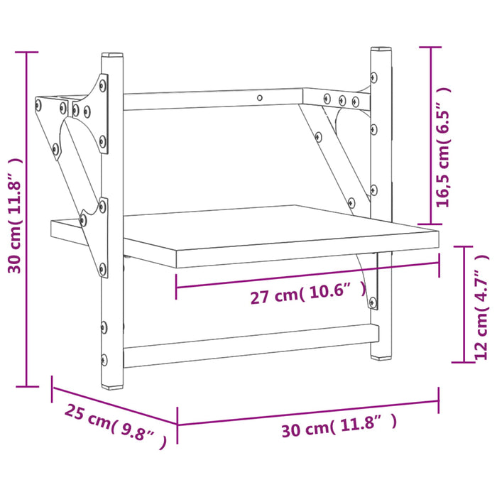 Mensole a Parete con Aste 2pz Rovere Fumo 30x25x30 cm 836235