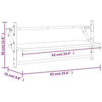 Mensole a Parete con Aste 2pz Rovere Fumo 65x25x30 cm 836245