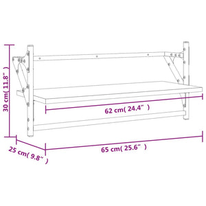 Mensole a Parete con Aste 2pz Rovere Fumo 65x25x30 cm 836245